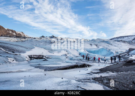 Glacier Sólheimajökull sur la côte sud de l'Islande. Banque D'Images