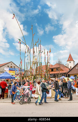 Concours Palm Pâques à Lipnica Murowana, Pologne. Événement annuel du Dimanche des Rameaux. Banque D'Images