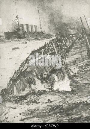 Naufrage du HMS Aboukir, 22 sept 1914 Banque D'Images