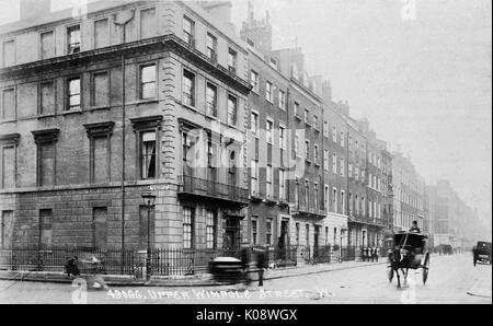 Upper Wimpole Street à l'angle de la Devonshire Street, London W1. Date : vers 1905 Banque D'Images