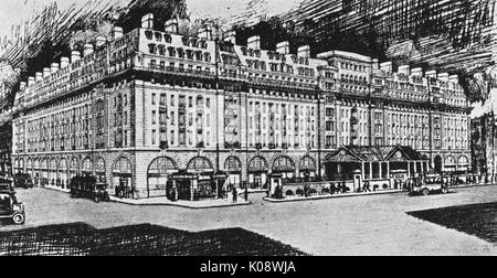 Cour de Chiltern et Baker Street Station, à l'angle de Baker Street et Marylebone Road, Londres. Date : vers 1930 Banque D'Images