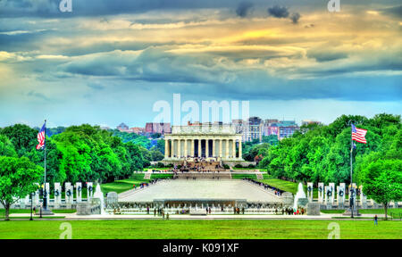 Vue sur le Mémorial de Lincoln sur le National Mall à Washington, D.C. Banque D'Images