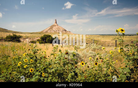 Chimney Rock dans le Nord de la vallée de la rivière Platte, Nebraska Banque D'Images