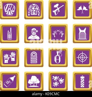 Paintball icons set purple Illustration de Vecteur