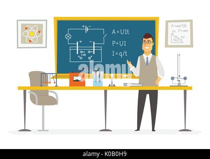 - Classe de physique enseignant la composition au tableau noir Illustration de Vecteur