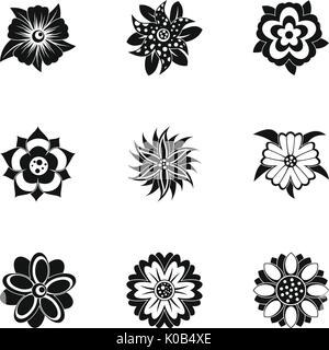 Fleur stylisée, le style simple icon set Illustration de Vecteur