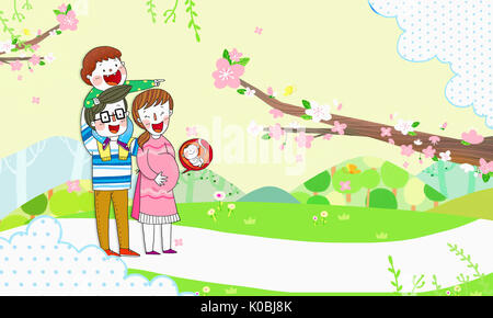 Famille harmonieuse en attente de leur bébé Banque D'Images