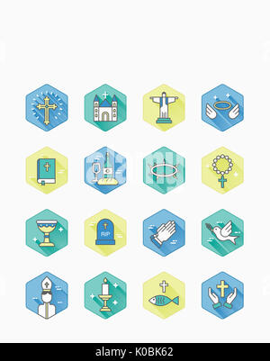 Ensemble d'icônes liées au Christianisme Banque D'Images