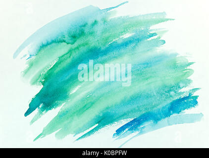 Le bleu et le vert coup de pinceau aquarelle peint main abstract background Banque D'Images