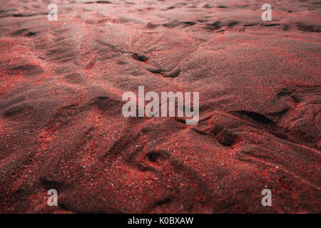 Close up de sable d'une plage - paysage exotique, proche de la planète mars, rouge, or Banque D'Images