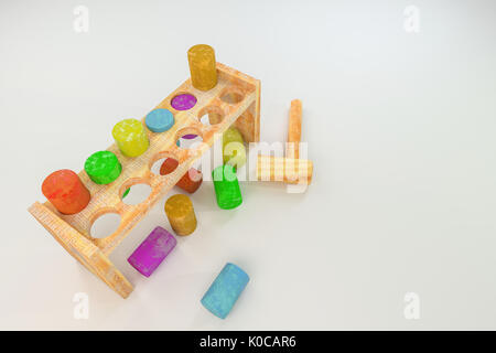 3d illustration de marteau jouet en bois isolé sur fond blanc Banque D'Images