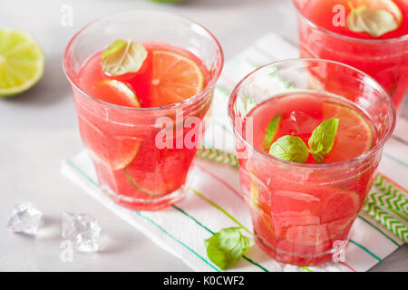 Watermelon limonade à la lime et à la menthe, boisson rafraîchissante de l'été Banque D'Images