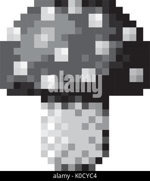 Pixelated monochrome avec des points de champignons Illustration de Vecteur