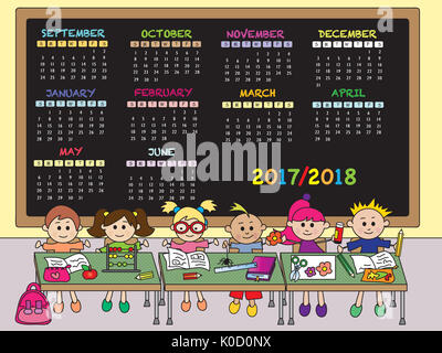 Pour calendrier 2017-2018 de l'école Banque D'Images