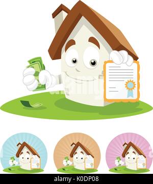 Chambre personnage illustration holding certificat et montagne d'argent Illustration de Vecteur