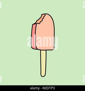Télévision ice cream vector illustration. La crème glacée aux fruits sur un bâton isolé sur fond vert. Illustration de Vecteur