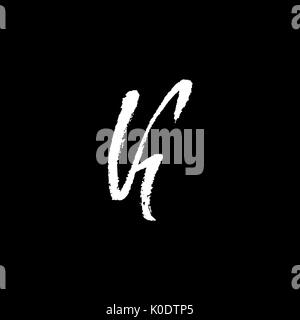 Lettre K. à la main par brosse sèche. Traits rugueux font. Vector illustration. Grunge style lettrage élégant Illustration de Vecteur