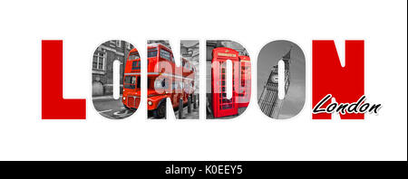 Lettres de Londres, isolé sur fond blanc, voyages et tourisme à UK concept Banque D'Images