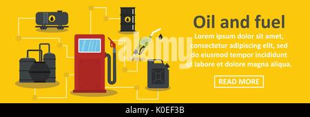 Bannière d'huile et de carburant concept horizontal Illustration de Vecteur