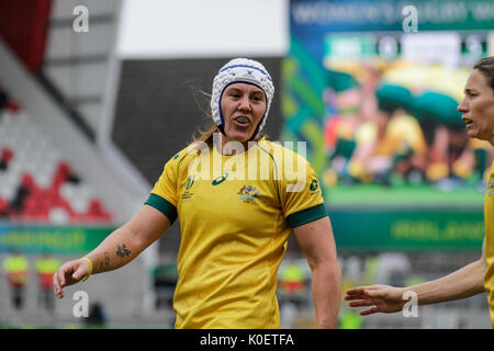 Belfast, Irlande du Nord,. Août 22, 2017. Le capitaine de l'Australie, Sharni Williams au cours de leur 5e place demi-finale contre l'Irlande à la Coupe du Monde de rugby féminin à Kingspan Stadium, à Belfast. FT : l'Irlande 24 - 36 Australie. Credit : Elsie Kibue/Alamy Live News Banque D'Images