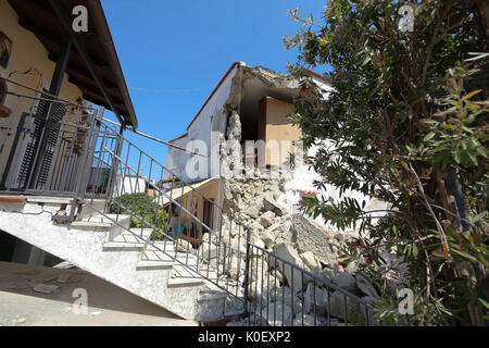 Séisme à Ischia, 2 décès et la destruction à Casamacciola. 2600 personnes déplacées. Dans l'image, de destruction et de gravats. 22/08/2017, Ischia, Italie Banque D'Images