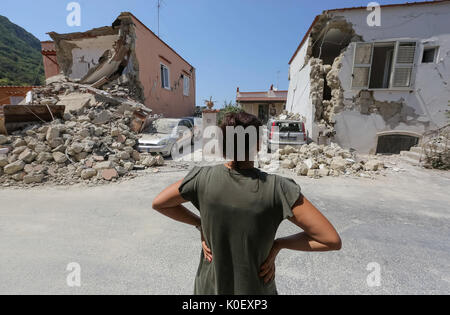 Séisme à Ischia, 2 décès et la destruction à Casamacciola. 2600 personnes déplacées. Dans l'image, de destruction et de gravats. 22/08/2017, Ischia, Italie Banque D'Images