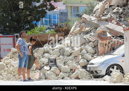 Séisme à Ischia, 2 décès et la destruction à Casamacciola. 2600 personnes déplacées. Dans l'image, de destruction et de gravats. 22/08/2017, Ischia, Italie Banque D'Images
