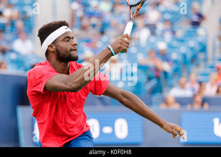 17 août 2017 : Frances Tiafoe (USA) en action lors du troisième tour à l'Ouest et du Sud 2017 tournoi Open de tennis qui se joue à l'Linder Family Tennis Center à Mason, Ohio. Adam Lacy/CSM Banque D'Images