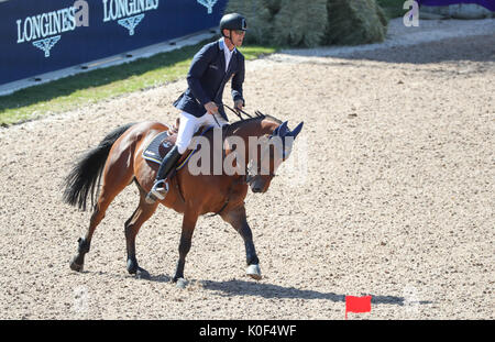 Göteborg, Suède. Août 23, 2017. Cavalier suédois Peder Fredericson sur son cheval dans tous les H&M à la Longines FEI European Championships 2017 à Göteborg, Suède, 23 août 2017. Photo : Friso Gentsch/dpa/Alamy Live News Banque D'Images