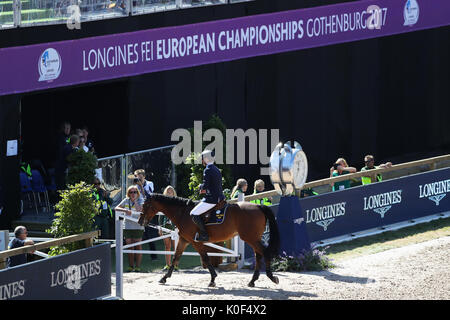 Göteborg, Suède. Août 23, 2017. Cavalier suédois Peder Fredericson sur son cheval dans tous les H&M à la Longines FEI European Championships 2017 à Göteborg, Suède, 23 août 2017. Photo : Friso Gentsch/dpa/Alamy Live News Banque D'Images