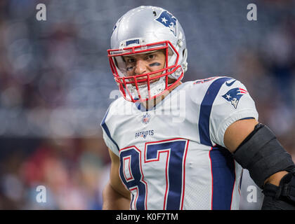 19 août 2017 : New England Patriots Rob Gronkowski fin serré (87) avant une NFL football match pré-saison entre les Houston Texans et les New England Patriots à NRG Stadium à Houston, TX. Les Texans a gagné le match 27-23...Trask Smith/CSM Banque D'Images