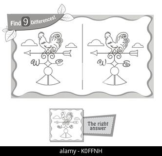 Jeu visuel pour les enfants et les adultes. Tâche de trouver 9 différences dans l'illustration à la commission scolaire. vector illustration noir et blanc Illustration de Vecteur
