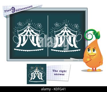 Jeu visuel pour les enfants et les adultes. Tâche de trouver 9 différences dans l'illustration à la commission scolaire Illustration de Vecteur