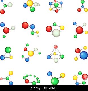 Molécule icons set, cartoon style Illustration de Vecteur