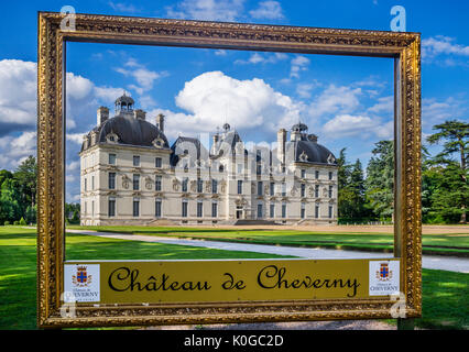 France, Loir-et-Cher, le style Louis XIII de la façade sud du Château de Cheverny Banque D'Images