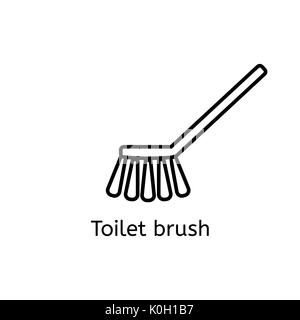 Brosse wc l'icône de la ligne simple. Brosse linéaire minces signes. Salle de bain nettoyage concept simple pour des sites Web, infographie, mobile app. Banque D'Images