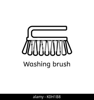 L'icône de la ligne simple brosse de nettoyage. Brosse linéaire minces signes. Nettoyage des toilettes concept simple pour des sites Web, infographie, mobile app. Banque D'Images
