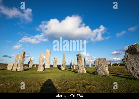 Callanish Standing Stones, pierres placées dans un motif cruciforme avec un cercle central en pierre, Callanish, Ecosse, Royaume-Uni Banque D'Images