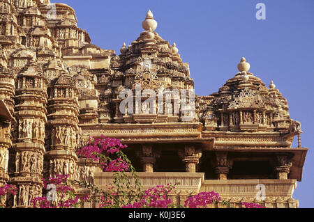 Kandariya Mahadeva Temple en groupe occidental, Khajuraho Group of Monuments, Madhya Pradesh, Inde Banque D'Images