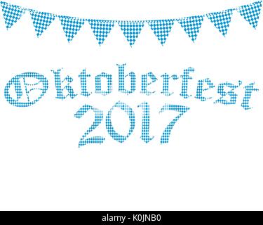 Garland avec les drapeaux pour l'Oktoberfest, maison de vacances Illustration de Vecteur