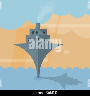 Grand navire en mer.Vector illustration. Illustration de Vecteur