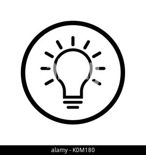 Le pictogramme de l'icône représentant une ampoule en cercle, symbole iconique sur fond blanc - Vector design iconique. Illustration de Vecteur