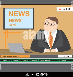 News anchor hommes titre plat, Illustration de Vecteur