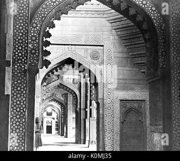 Old vintage diapositive de l'intérieur monument Moghol agra, Uttar Pradesh, Inde, Asie Banque D'Images