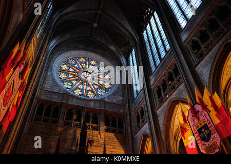 Amérique du vitrail dans la cathédrale de la Sainte Croix, Orléans, France. Banque D'Images