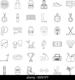 Sportsman icons set style du contour, Illustration de Vecteur