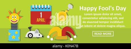 Happy fools day banner concept horizontal Illustration de Vecteur