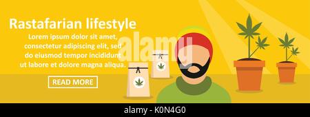 Le mode de vie rastafari banner concept horizontal Illustration de Vecteur