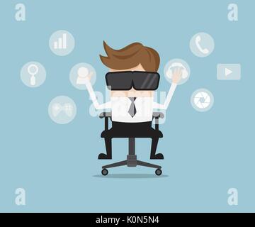 Businessman avec lunettes de réalité virtuelle cartoon vector illustration Illustration de Vecteur