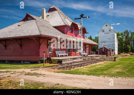 L'ancienne gare de Morden au Pembina Threshermen's Museum, à Winkler, au Manitoba, Canada. Banque D'Images